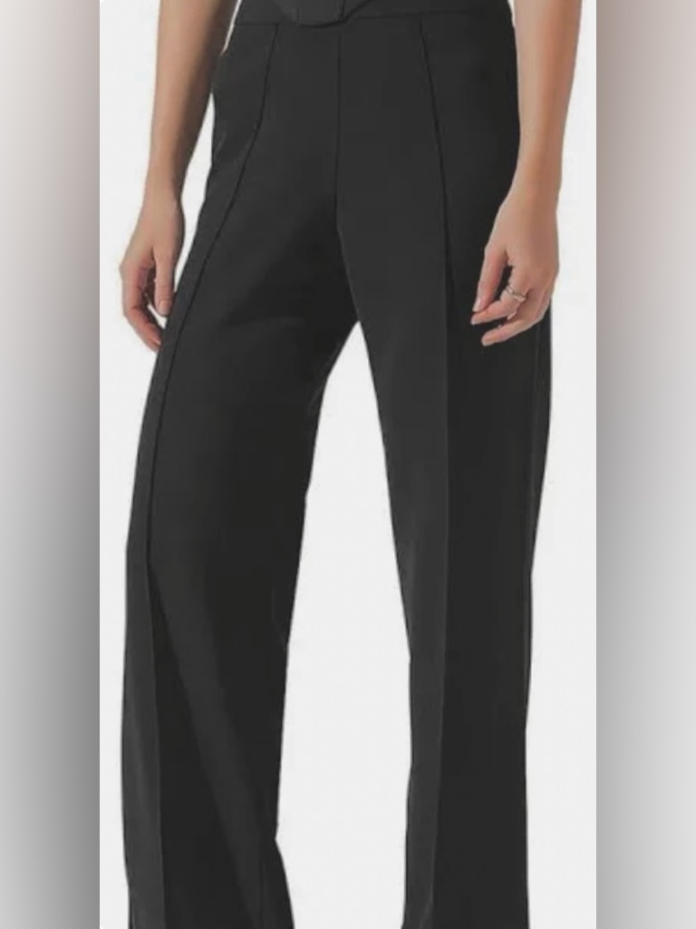 Black Astr The Label Front Seam Pull On High Rise Wide Leg Straight Pants: S